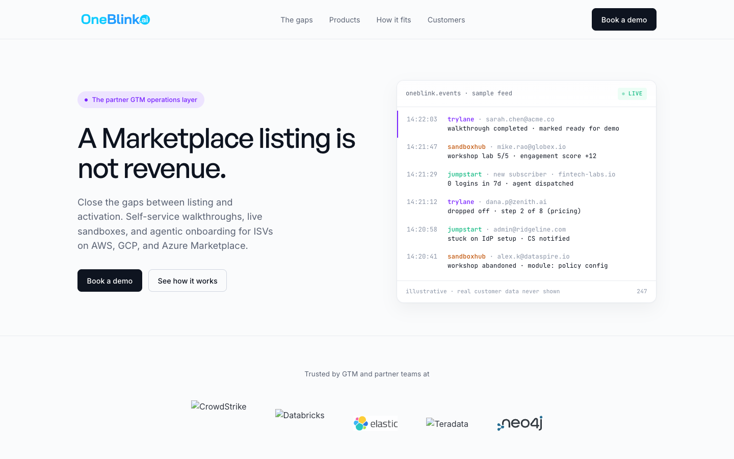 OneBlink homepage screenshot