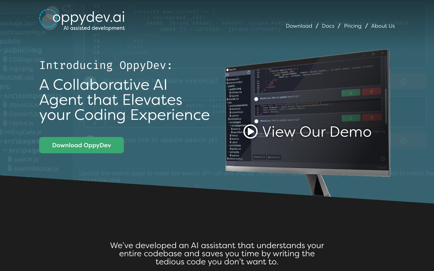 OppyDev homepage screenshot