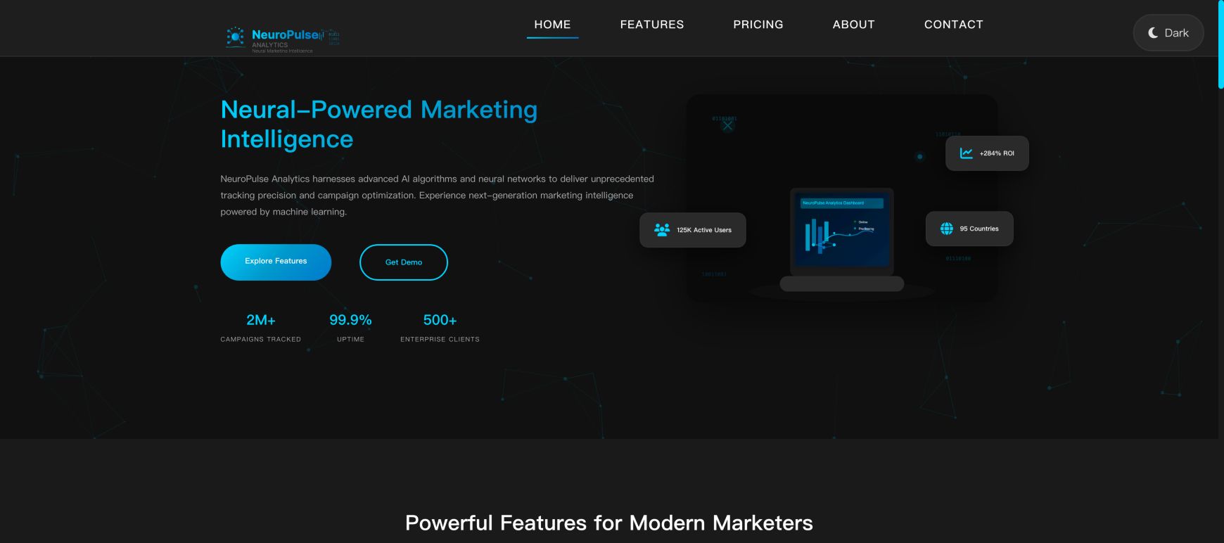 NeuroPulse Analytics 首页截图