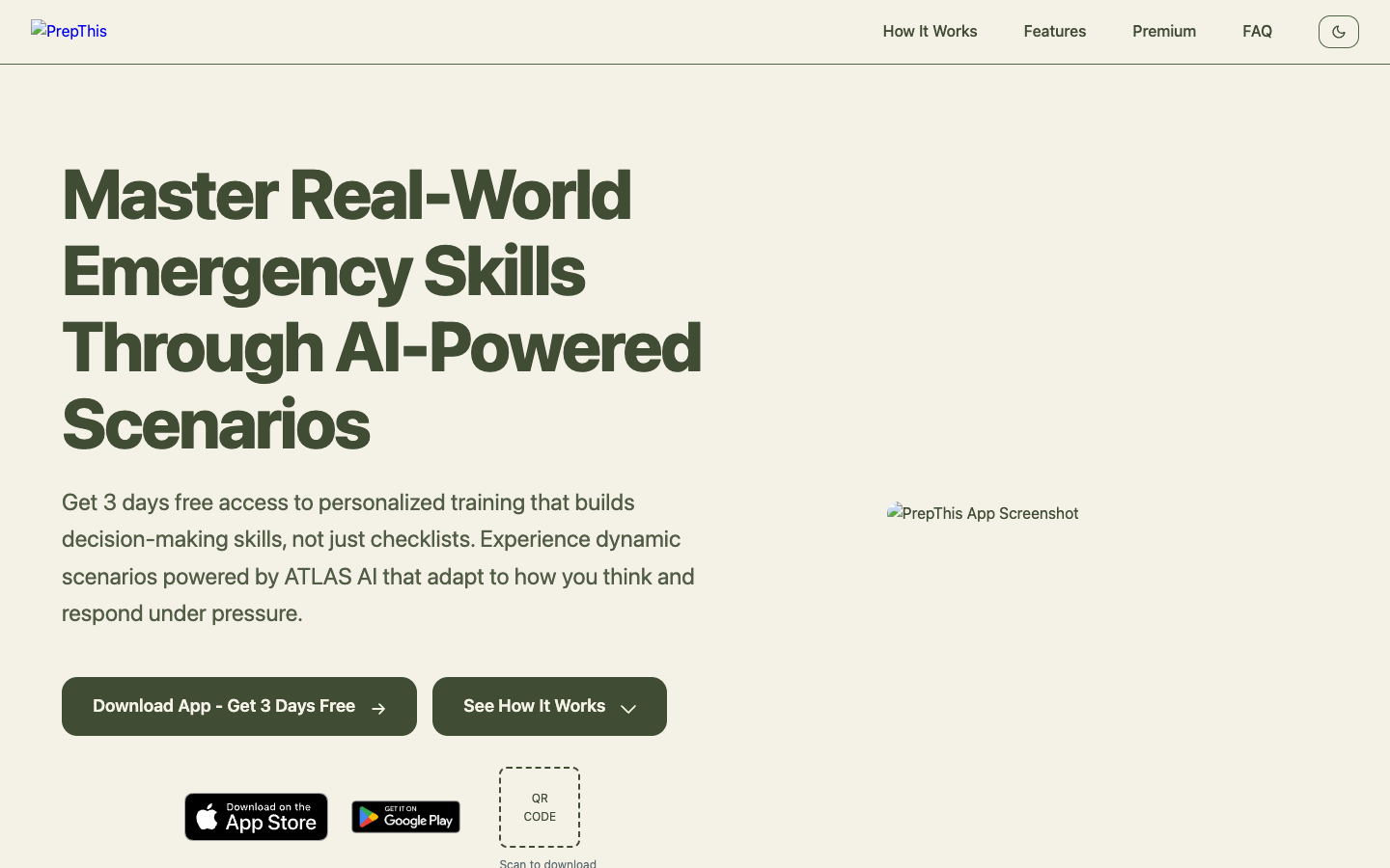 PrepThis homepage screenshot