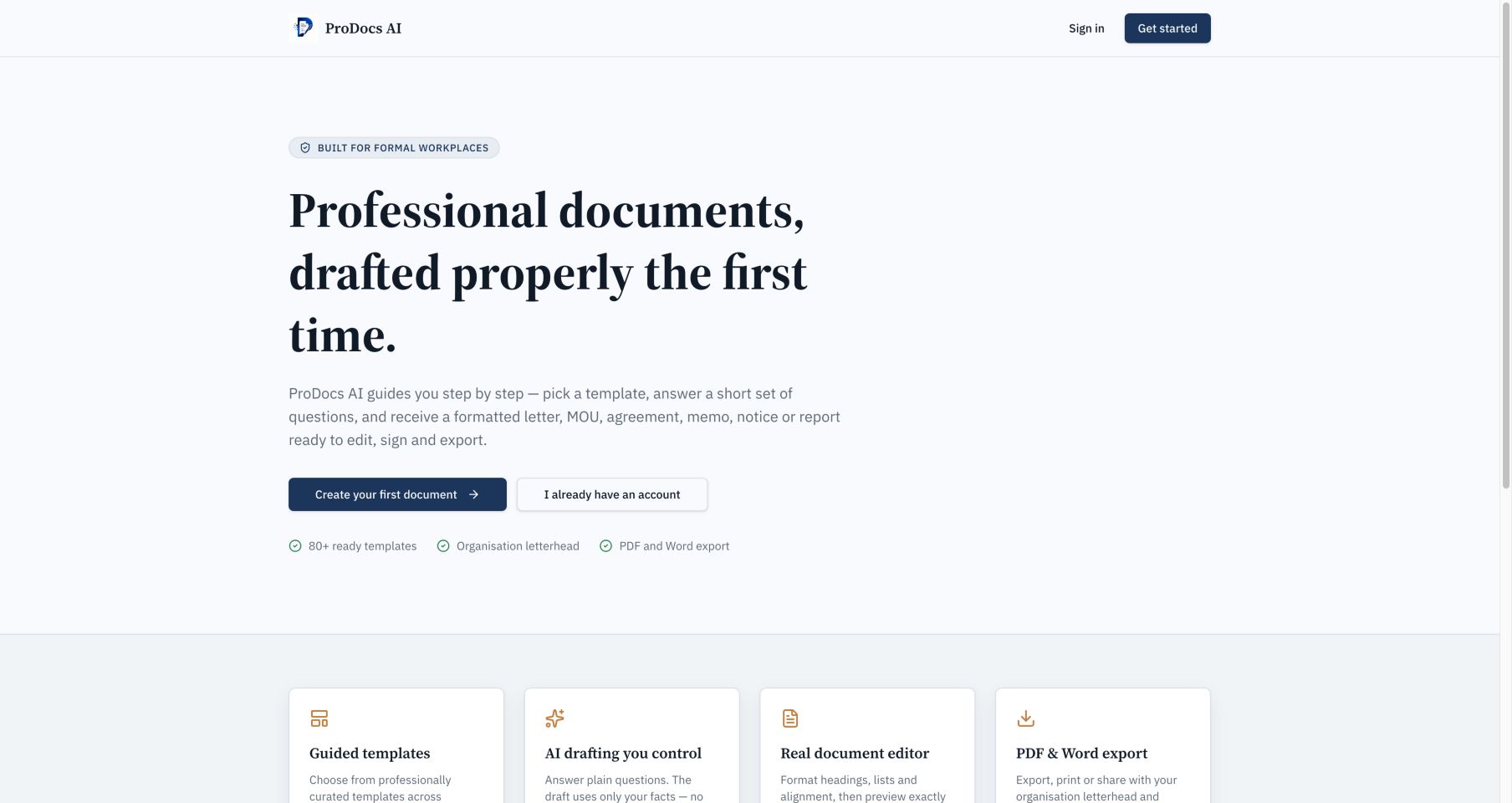prodocsai.com 首页截图