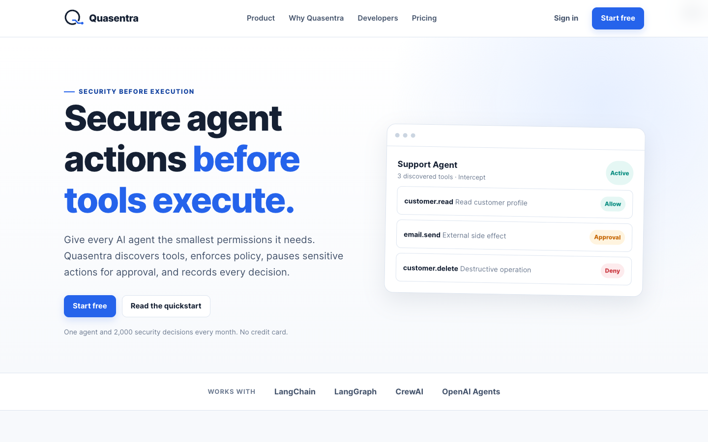 Quasentra homepage screenshot