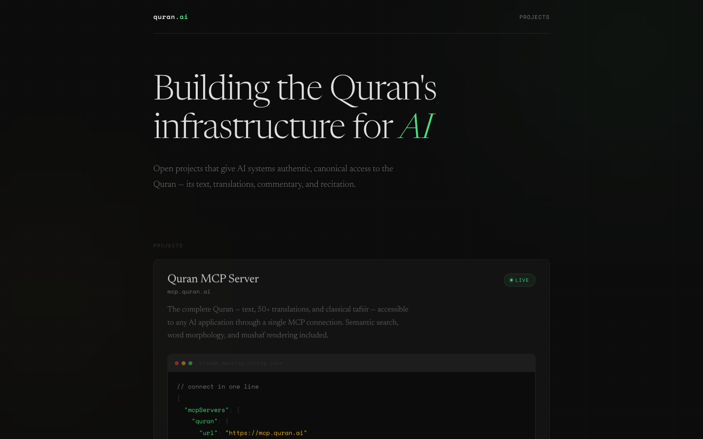 quran.ai homepage screenshot