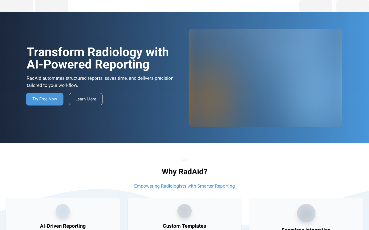 RadAid homepage screenshot