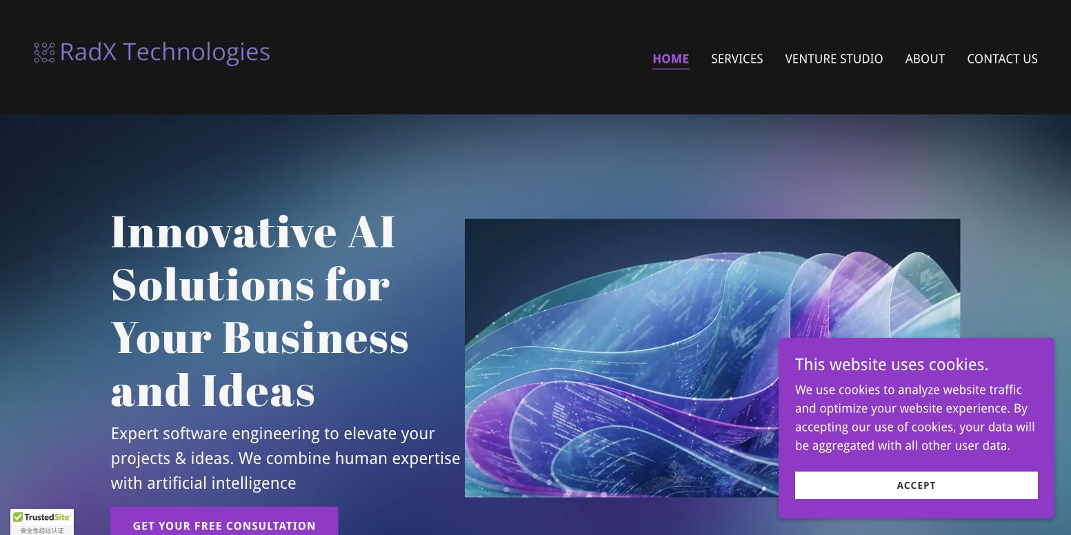 RadX Technologies AI 首页截图
