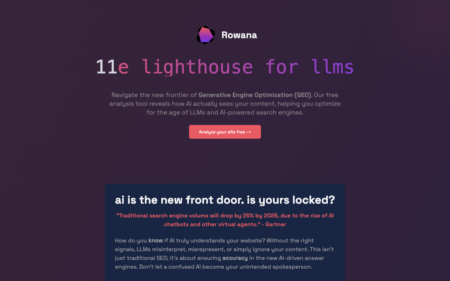 Rowana homepage screenshot