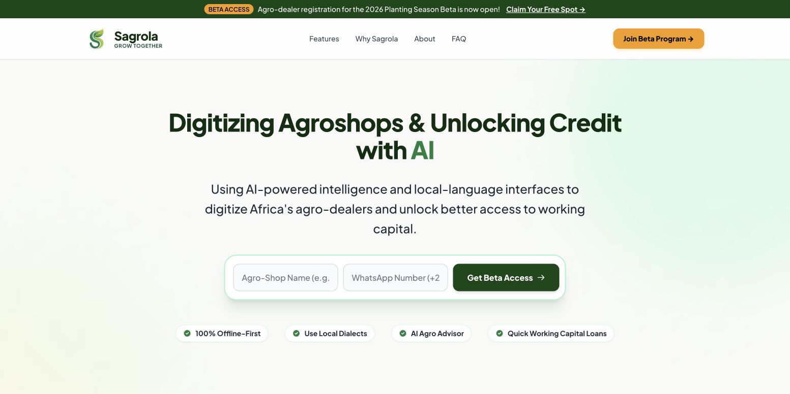 Sagrola homepage screenshot