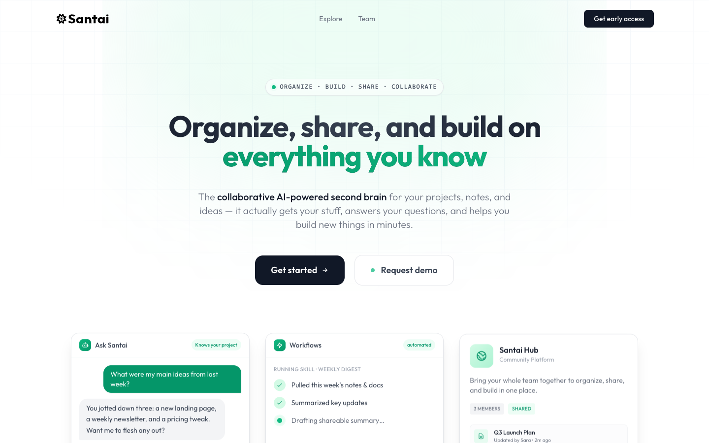 Santai homepage screenshot