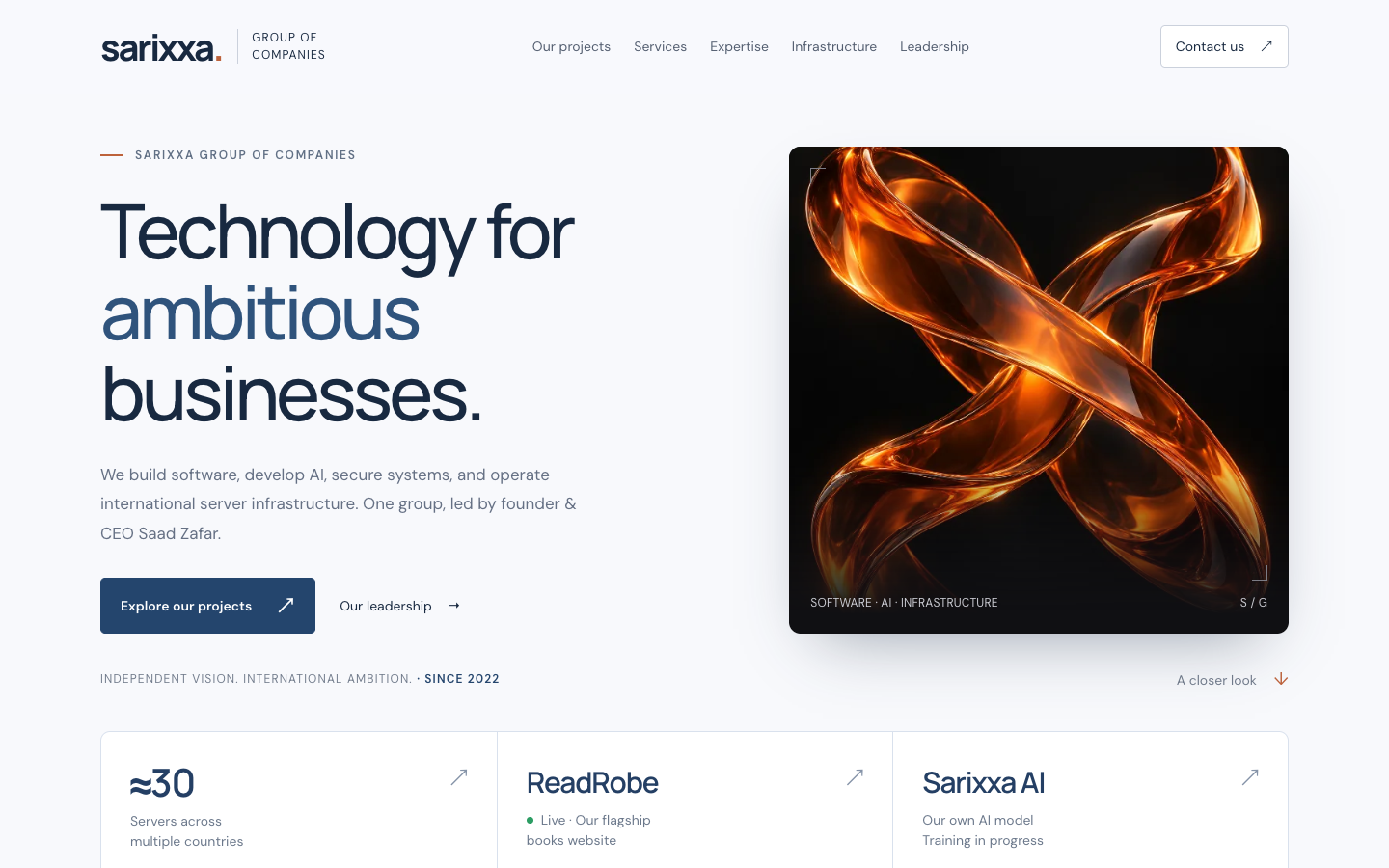 Sarixxa homepage screenshot
