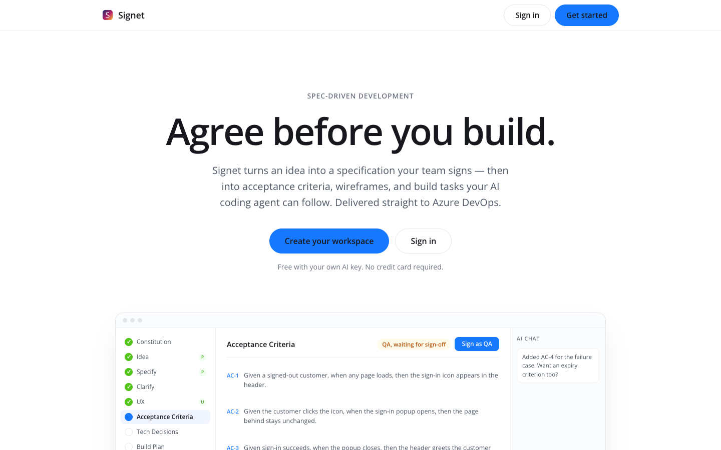 Signet homepage screenshot