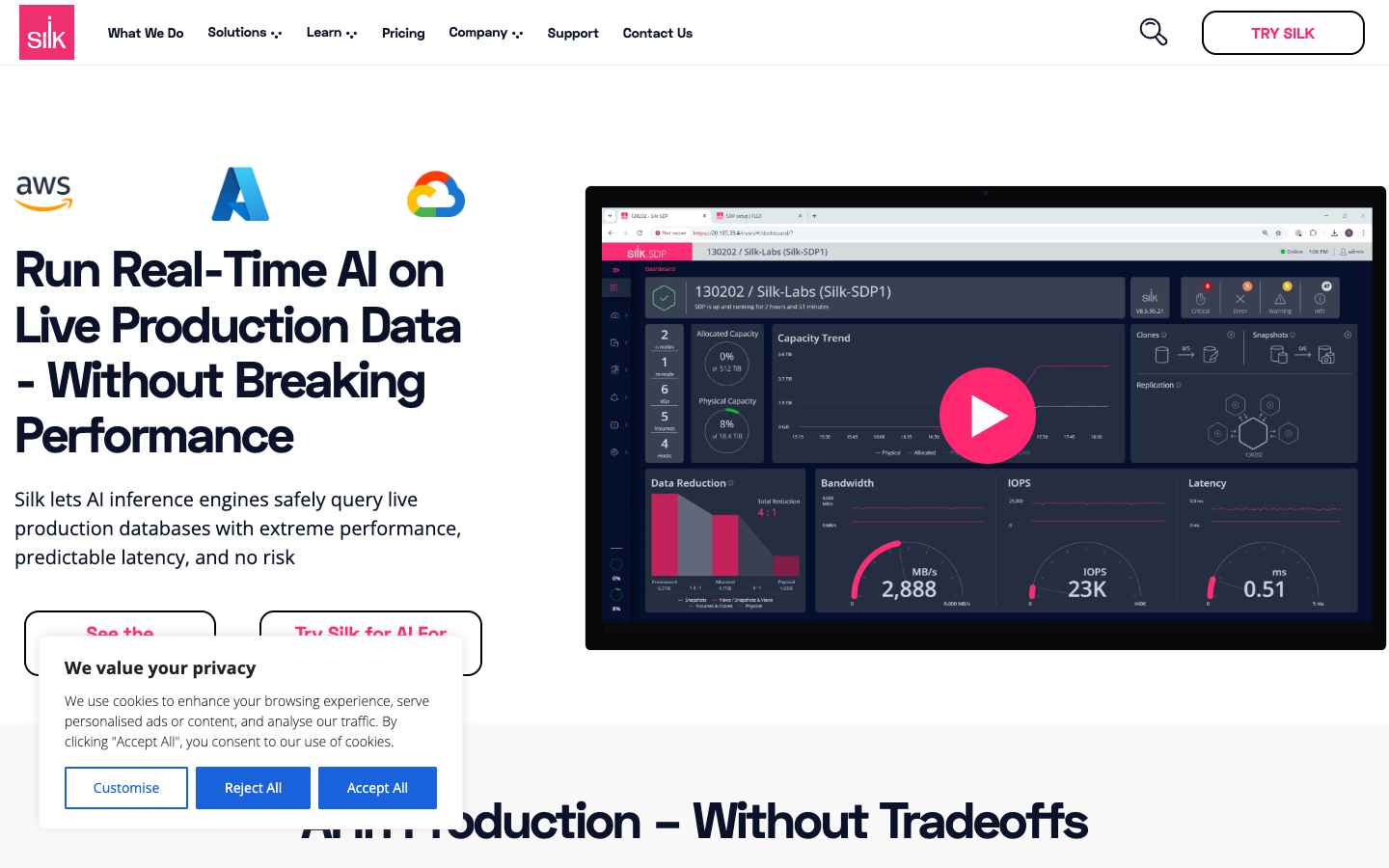 Real-Time AI on Production Data homepage screenshot