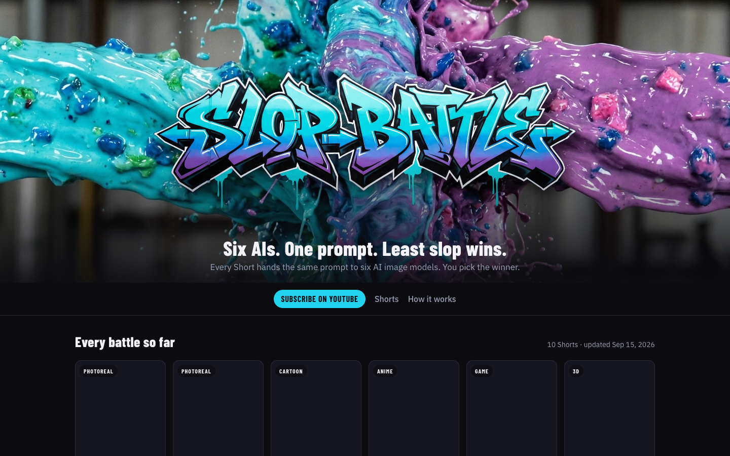 Slop Battle homepage screenshot