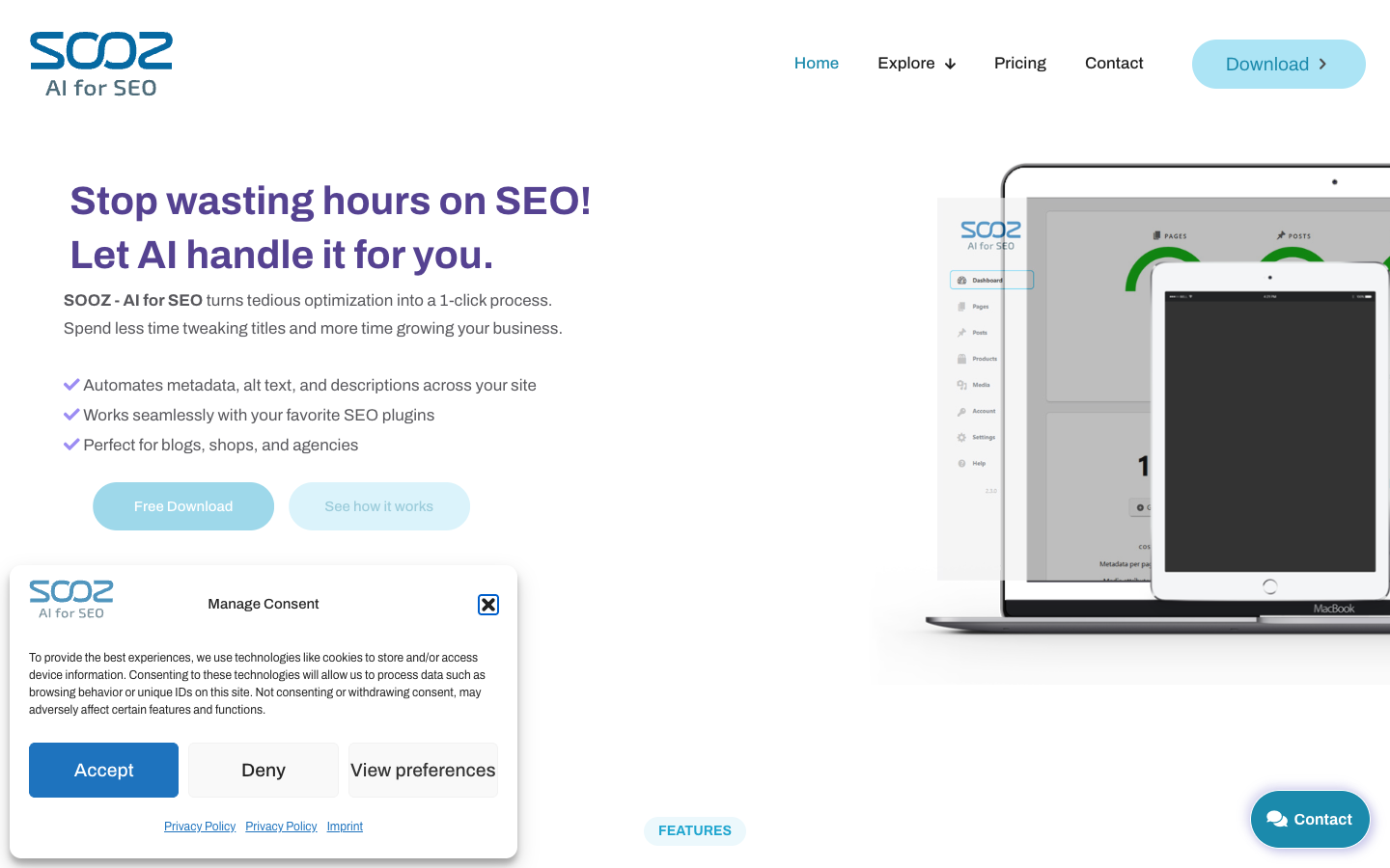 SOOZ homepage screenshot