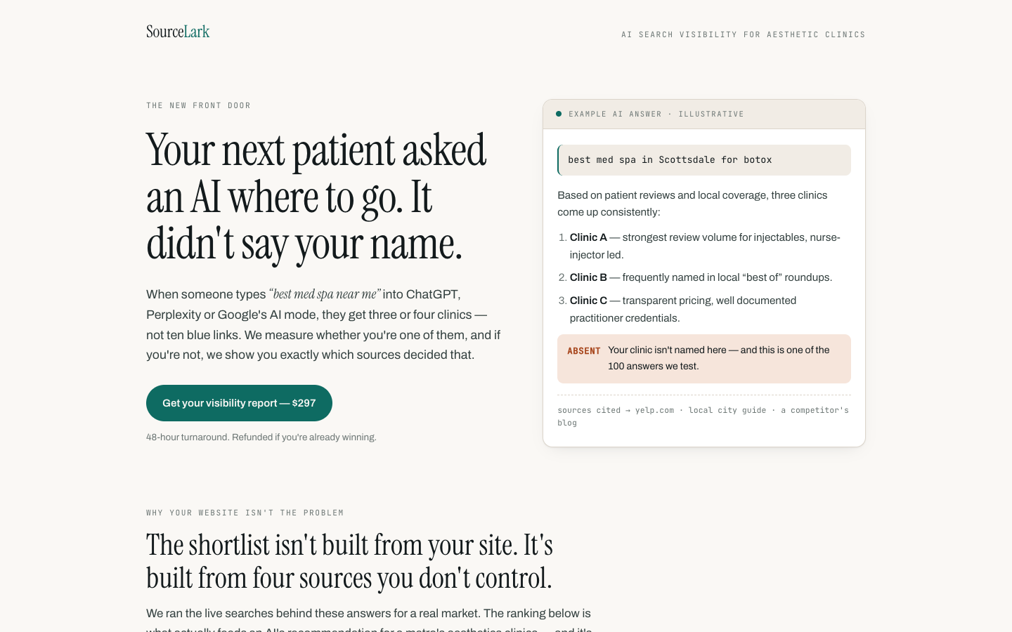 SourceLark homepage screenshot