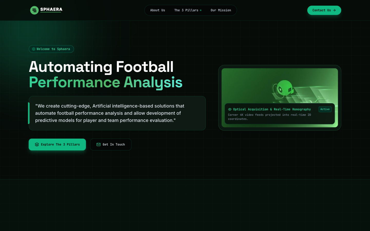 Sphaera homepage screenshot