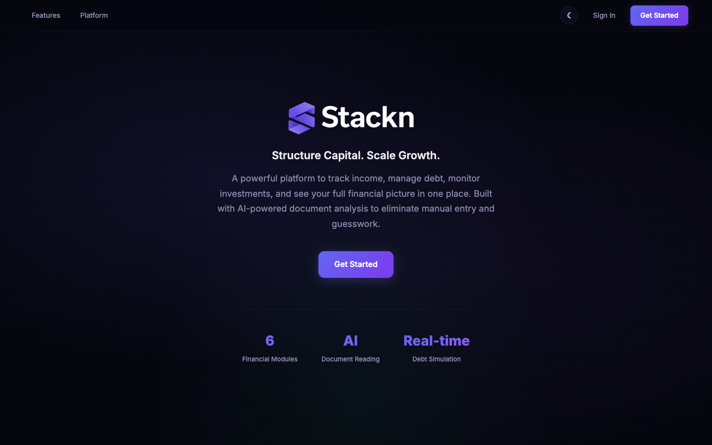 Stackn homepage screenshot