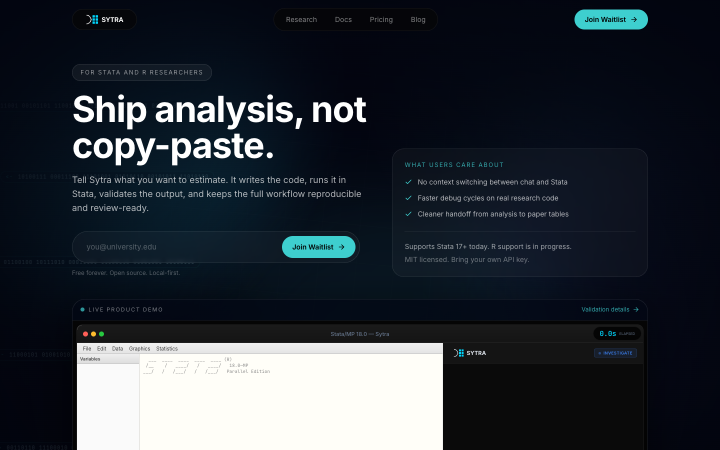 Sytra homepage screenshot