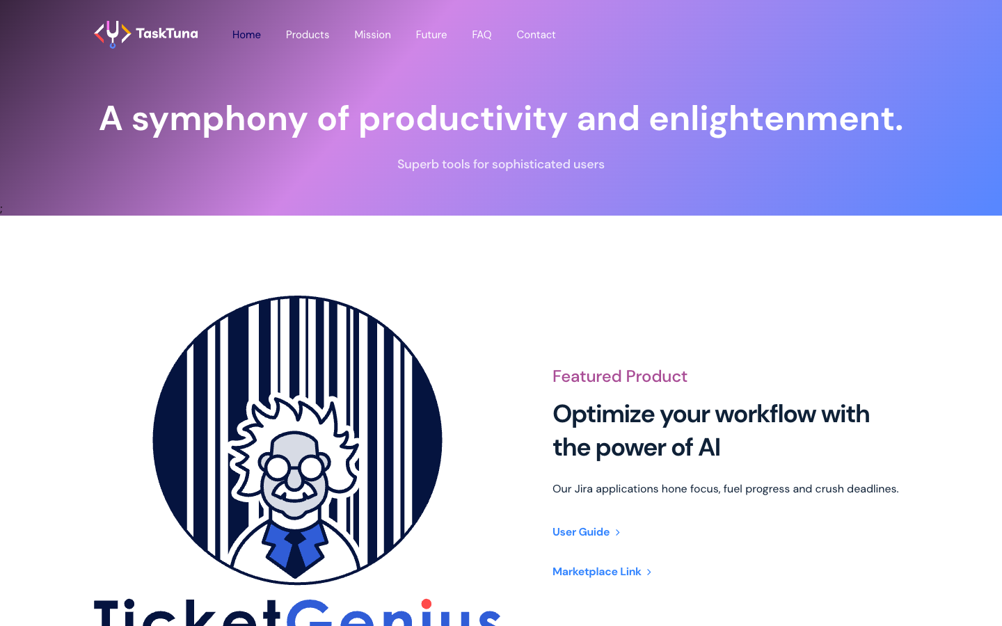 TaskTuna homepage screenshot