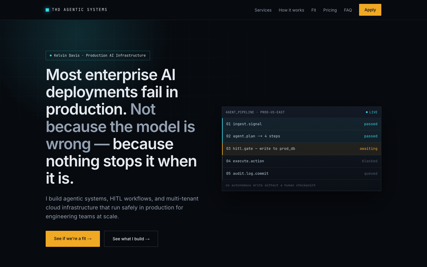 Production AI & Agentic Systems Consulting landing_page
