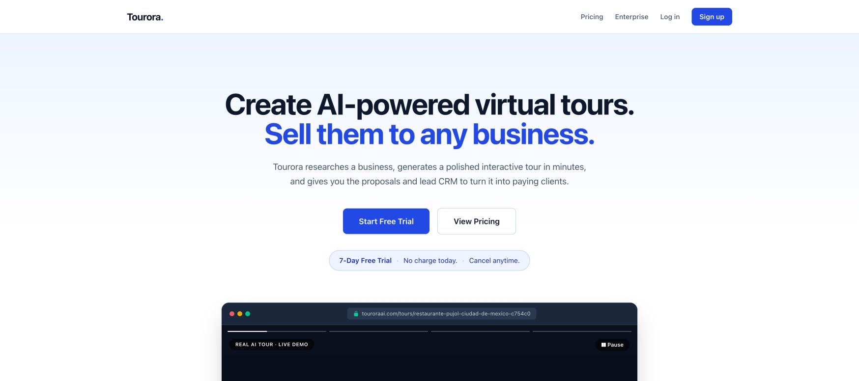 Tourora AI 首页截图