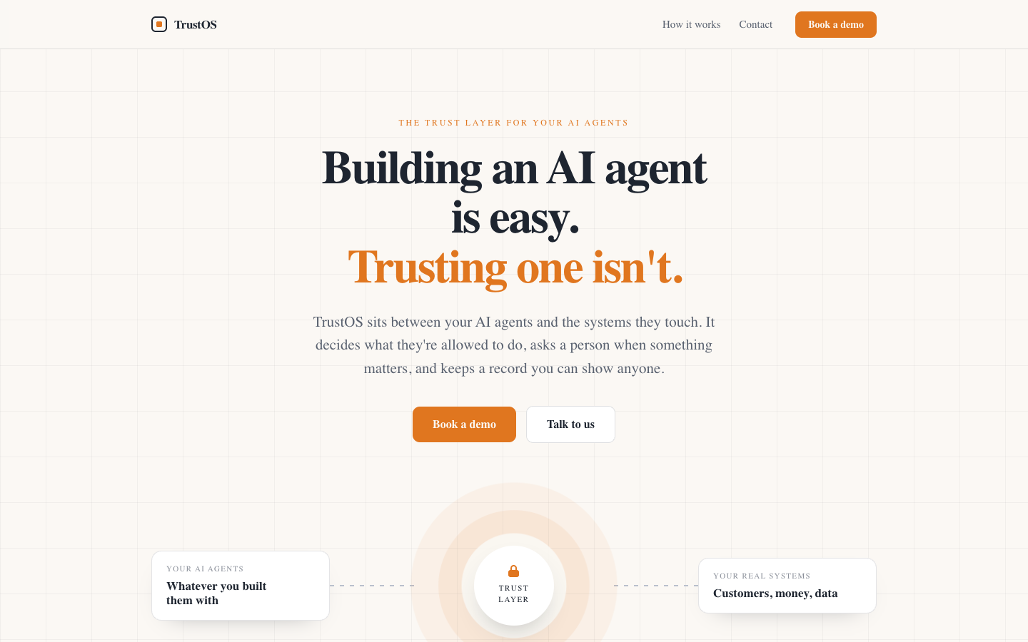 TrustOS homepage screenshot
