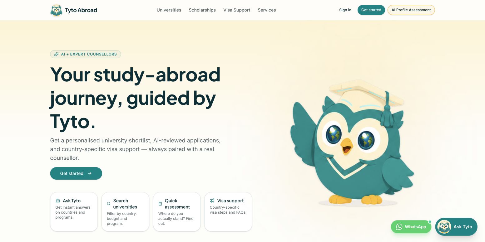 Tyto Abroad 首页截图