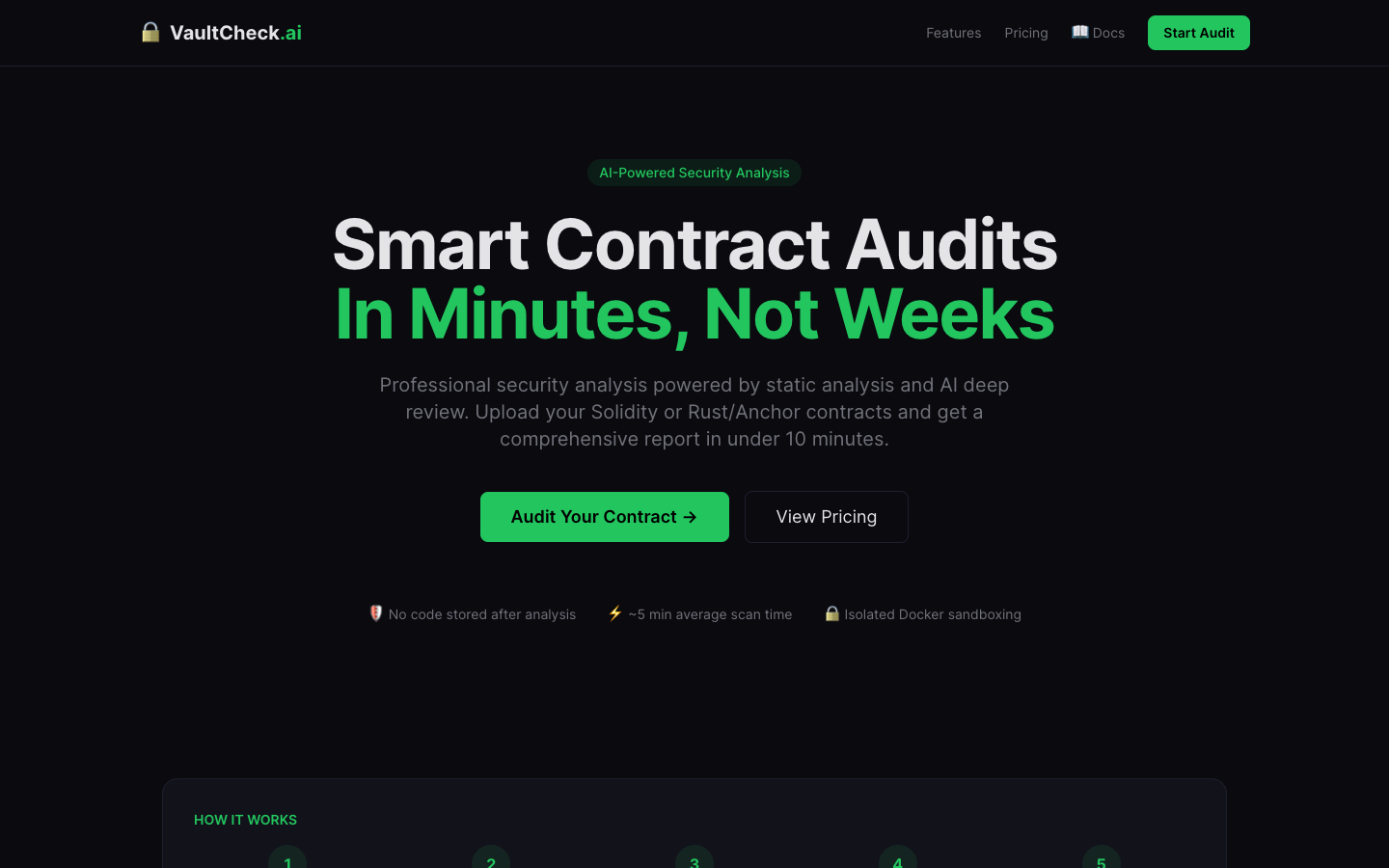 VaultCheck.ai 首页截图