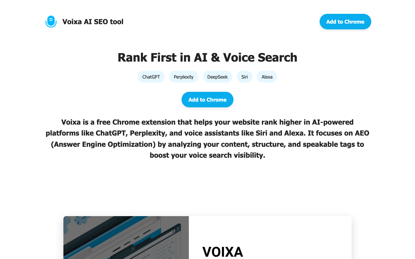 Voixa homepage screenshot
