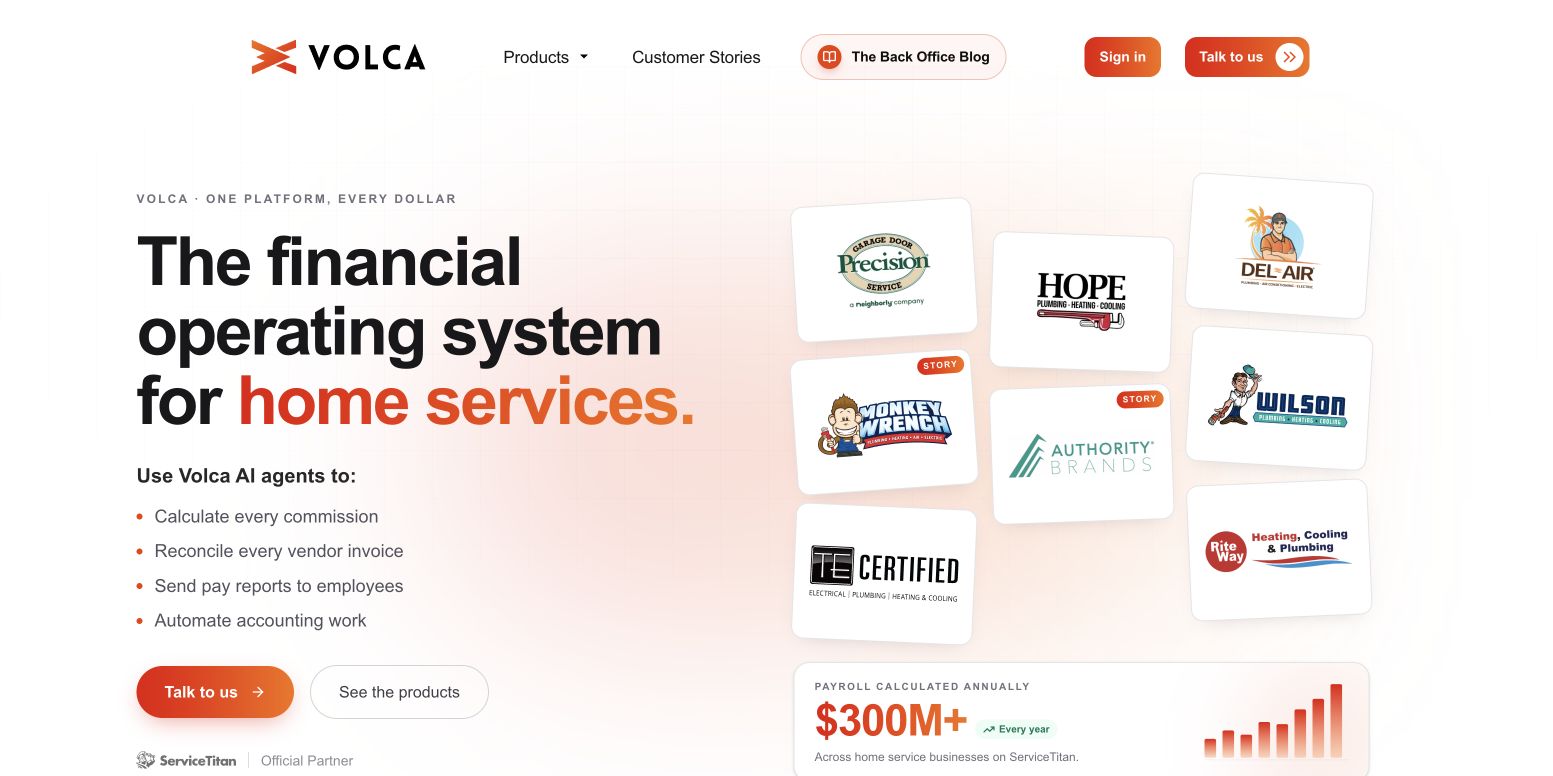 Volca homepage screenshot