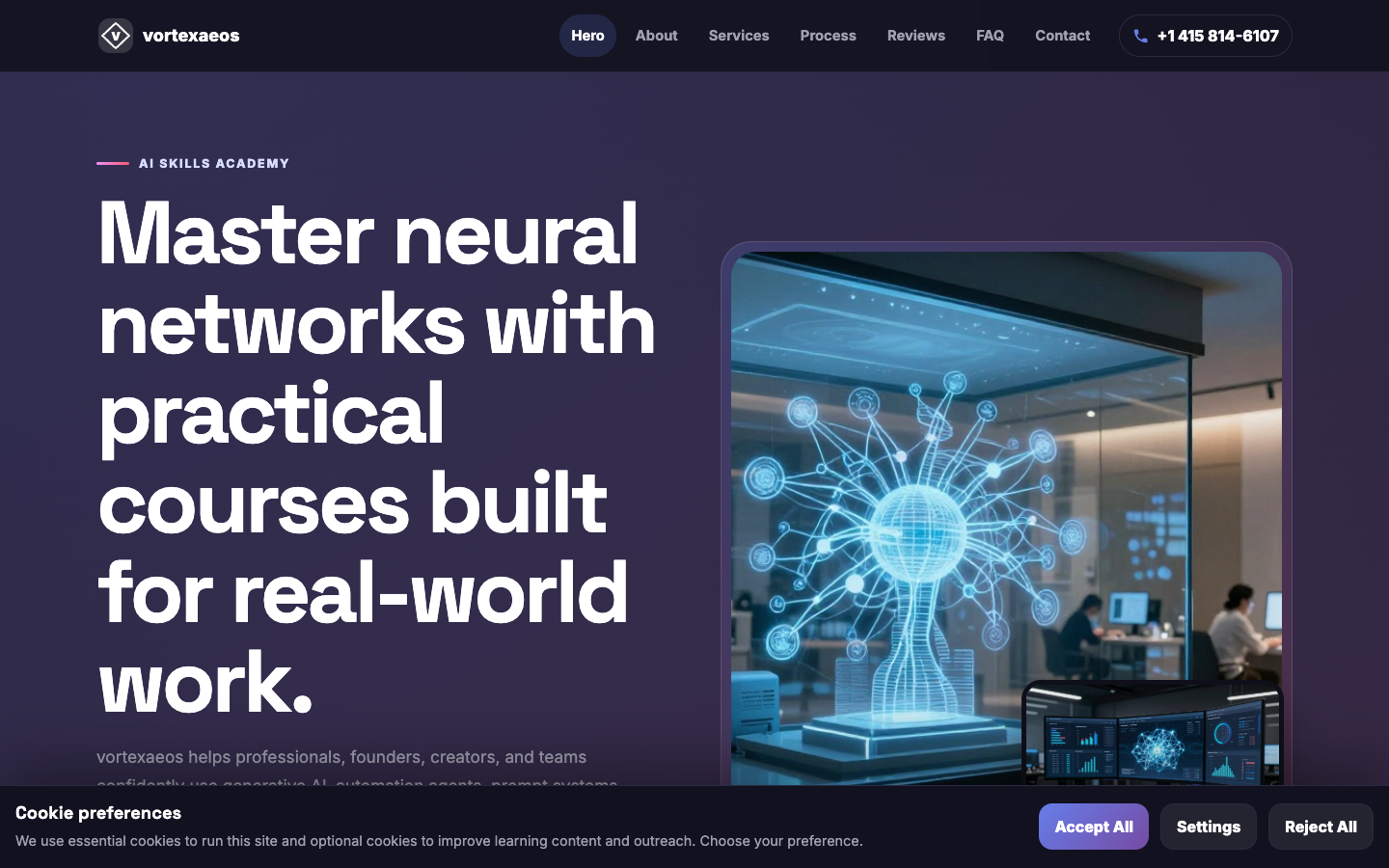 vortexaeos homepage screenshot