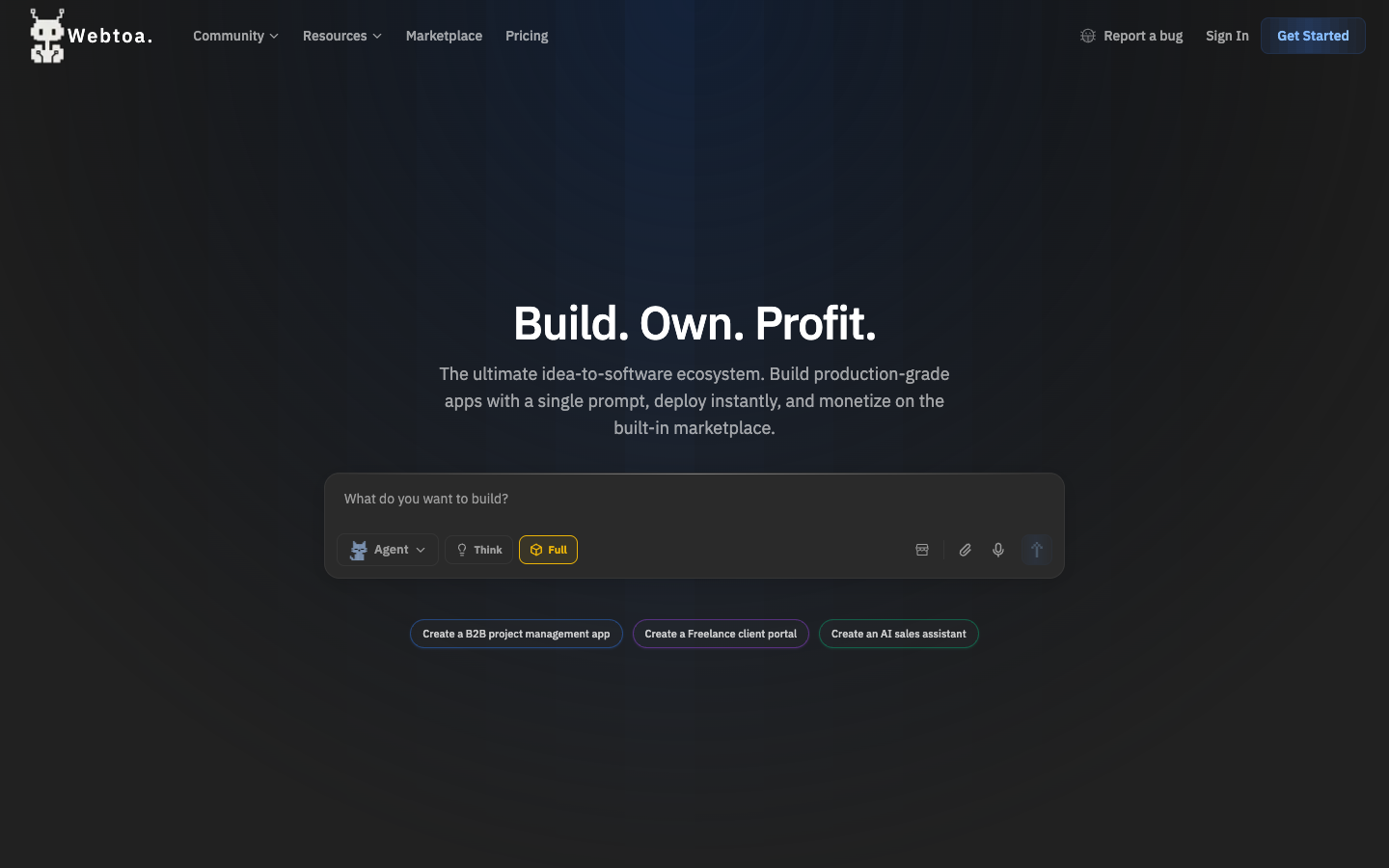 Webtoa homepage screenshot