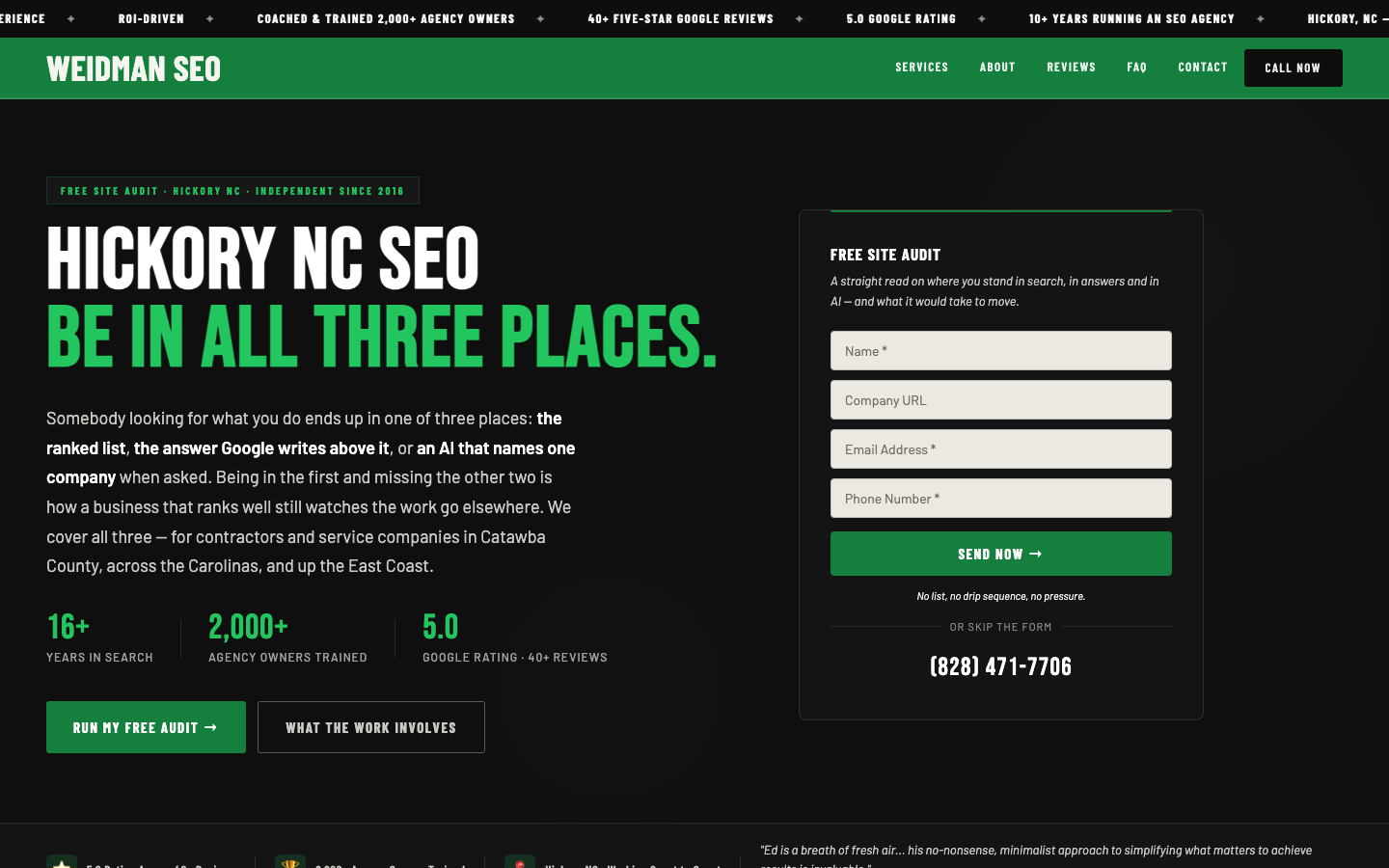 Weidman SEO homepage screenshot