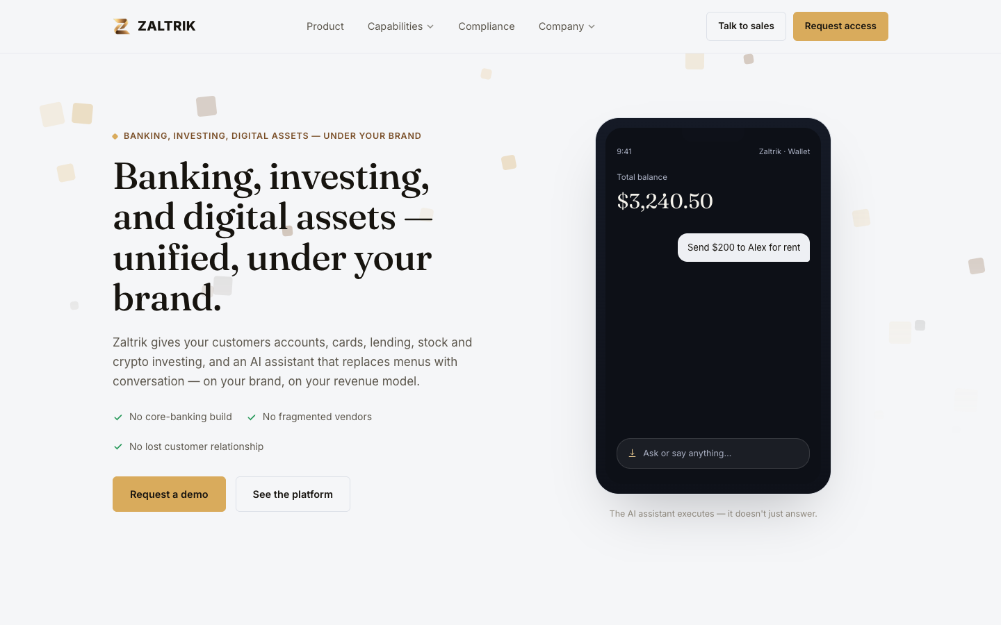 Zaltrik homepage screenshot