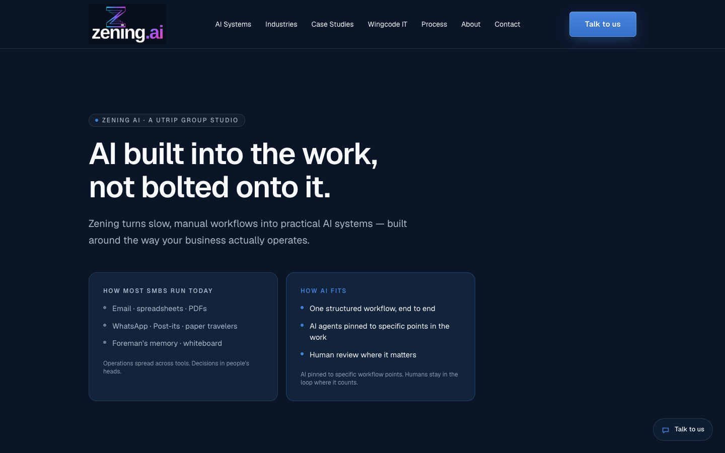 Zening AI landing_page
