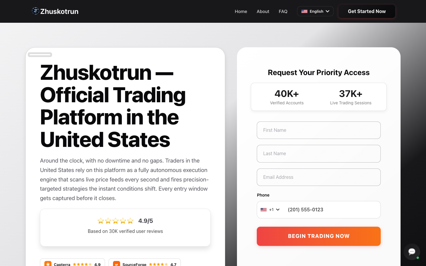 Zhuskotrun™ ∣ AI Trading Platform 2026 ∣ The Official Site landing_page